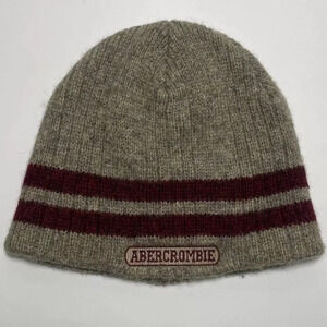 Abercrombie & Fitch Wool Beanie Mens Blue Striped Cap Hat Winter Y2K 90s OS